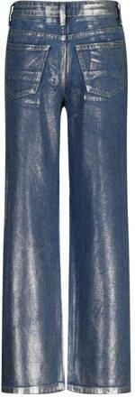 VINGINO high waist wide leg jeans Cato Metallic denim Blauw Effen 122