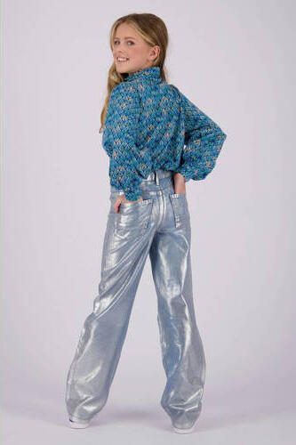 VINGINO high waist wide leg jeans Cato Metallic denim Blauw Effen 122 - Foto 2