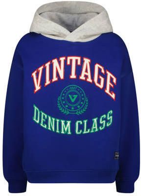 Vingino hoodie blauw Sweater Jongens Katoen Capuchon Printopdruk