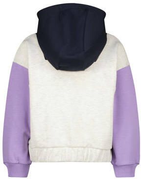 VINGINO hoodie Nelke lichtgrijs melange zwart lila Sweater Meerkleurig 104