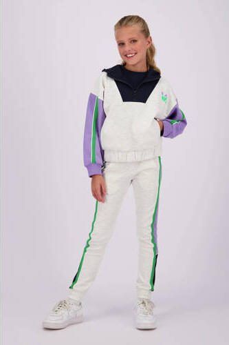 VINGINO hoodie Nelke lichtgrijs melange zwart lila Sweater Meerkleurig 104 - Foto 3