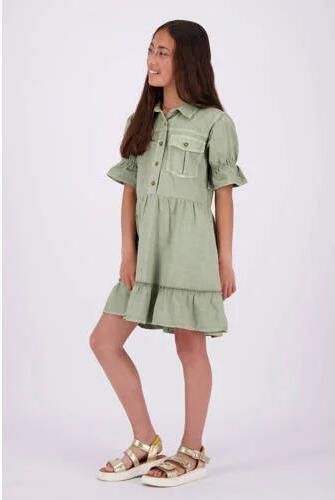 VINGINO jurk olijfgroen Meisjes Katoen Klassieke kraag Effen 140