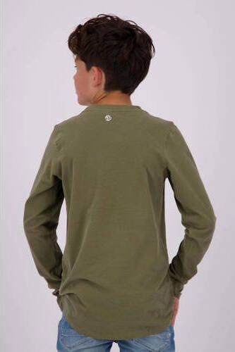 VINGINO longsleeve met logo army groen Jongens Stretchkatoen Ronde hals 116 - Foto 4