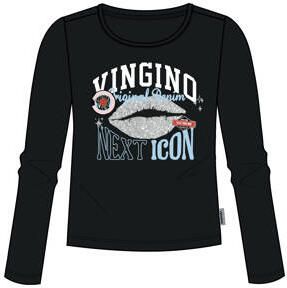 Vingino longsleeve zwart Meisjes Stretchkatoen Ronde hals Printopdruk