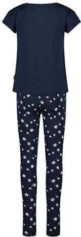 VINGINO pyjama WILAH met all over print donkerblauw wit Meisjes Stretchkatoen Ronde hals 134-140 - Foto 4
