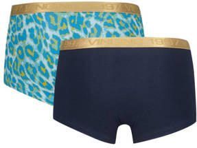VINGINO short Animal set van 2 lichblauw donkerblauw Slip Meisjes Stretchkatoen 110 116