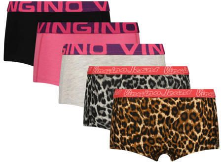 Vingino short bruin multicolor (set van 5) Slip Meisjes Stretchkatoen