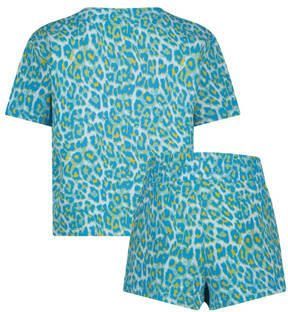 VINGINO shortama Animal lichtblauw Meisjes Stretchkatoen Ronde hals Panterprint 110 116 - Foto 2