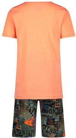 VINGINO shortama met all over print oranje army Jongens Stretchkatoen Ronde hals 110-116