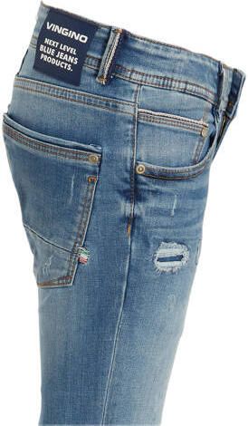 VINGINO skinny jeans Anzio met slijtage cruziale blue Blauw Jongens Stretchdenim 140 - Foto 4