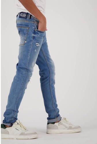 VINGINO skinny jeans Anzio met slijtage cruziale blue Blauw Jongens Stretchdenim 140 - Foto 2