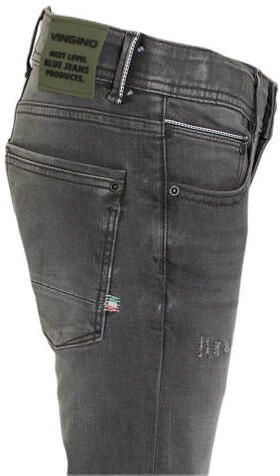 VINGINO skinny jeans Anzio met slijtage dark grey vintage Grijs Jongens Stretchdenim 104 - Foto 4