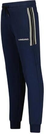 VINGINO skinny joggingbroek Slock met tekst donkerblauw Jongens Katoen 104