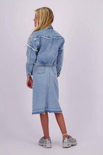 VINGINO spijkerjas Tanja light vintage Blauw Meisjes Denim Klassieke kraag 176 - Foto 3