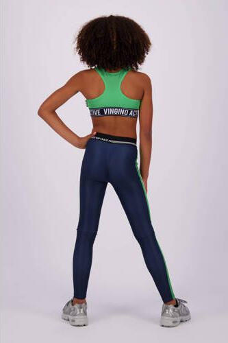 VINGINO sporttop Grace diep donkerblauw neongroen Meisjes Polyester Ronde hals 128