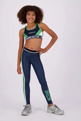 VINGINO sporttop Grace diep donkerblauw neongroen Meisjes Polyester Ronde hals 128 - Foto 3