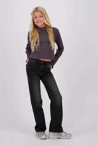 VINGINO straight fit jeans Claire black denim Zwart Effen 146