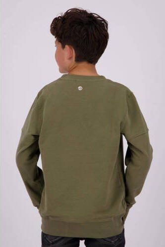 VINGINO sweater army groen Effen 116 | Sweater van - Foto 2