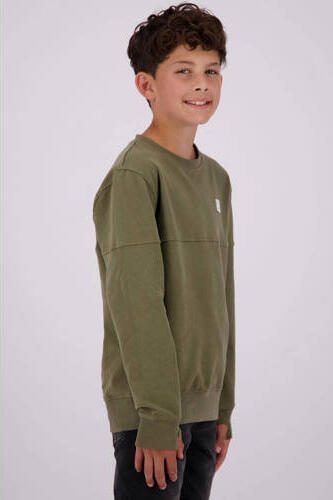 VINGINO sweater army groen Effen 116 | Sweater van - Foto 3