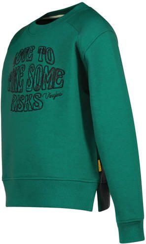VINGINO sweater Nila met tekst groen zwart Tekst 116 - Foto 2