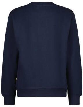 VINGINO sweater Nousha met tekst en 3D applicatie donkerblauw zwart Tekst 104