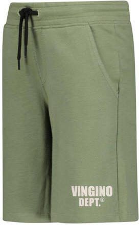 VINGINO sweatshort Ramto met logo olijfgroen Korte broek Jongens Katoen 128 - Foto 2