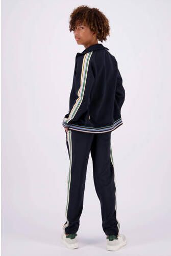 VINGINO sweatvest Owin met contrastbies donkerblauw geel Jongens Polyester Opstaande kraag 176