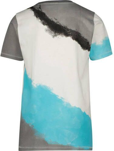 VINGINO T-shirt blauw grijs wit Jongens Katoen Ronde hals Meerkleurig 104 - Foto 2