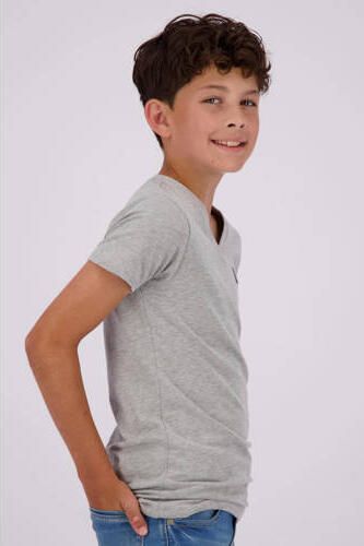 VINGINO T-shirt grijs melange Jongens Stretchkatoen V-hals Effen 158 164 - Foto 4
