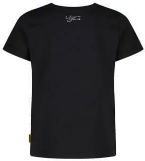 VINGINO T-shirt Hafsa met printopdruk zwart Meisjes Stretchkatoen Ronde hals 116