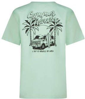 VINGINO T-shirt Hatsa met backprint zachtgroen Jongens Katoen Ronde hals 128
