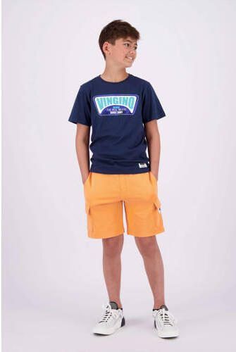 VINGINO T-shirt Hefor met logo donkerblauw Jongens Katoen Ronde hals Logo 128 - Foto 2