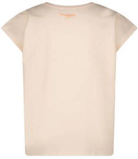 VINGINO T-shirt Helen met tekst pasteloranje Meisjes Katoen Ronde hals 128