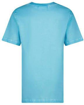VINGINO T-shirt Herso met printopdruk aquablauw oranje Jongens Katoen Ronde hals 152