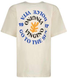 VINGINO T-shirt Hesed met backprint ecru Jongens Katoen Ronde hals Backprint 128
