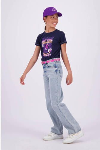 VINGINO T-shirt Hetty met printopdruk donkerblauw paars Meisjes Stretchkatoen Ronde hals 128 - Foto 3