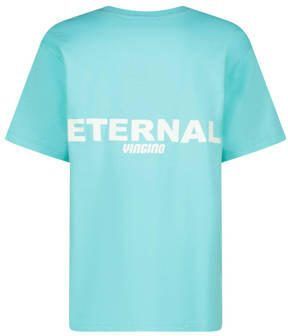 VINGINO T-shirt Hodd met printopdruk aquablauw Jongens Stretchkatoen Ronde hals 140