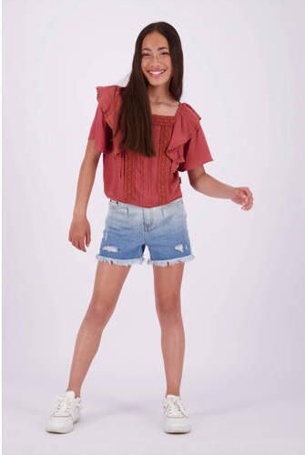VINGINO T-shirt Lilah donkerrood Top Meisjes Viscose Vierkante hals Effen 128 - Foto 3