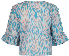 VINGINO T-shirt met all over print en ruches lichtblauw roze Meisjes Polyester V-hals 164 - Foto 2