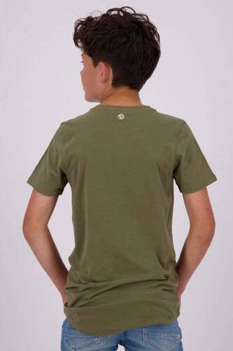 VINGINO T-shirt met logo army groen Jongens Stretchkatoen Ronde hals Logo 104 - Foto 2