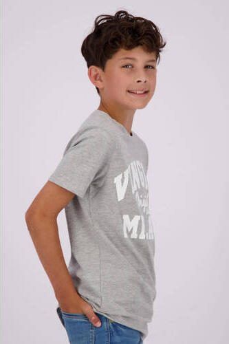 VINGINO T-shirt met logo grijs melange Jongens Stretchkatoen Ronde hals 104 - Foto 4