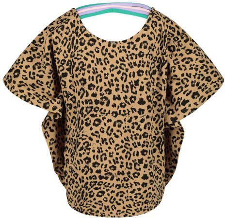 VINGINO T-shirt met panterprint en vleermuismouwen bruin Meisjes Katoen Ronde hals 116 - Foto 2