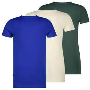 VINGINO T-shirt set van 3 blauw wit grijs Jongens Katoen Ronde hals Effen 128 - Foto 3