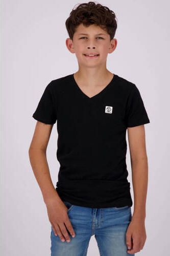 VINGINO T-shirt zwart Jongens Stretchkatoen V-hals Effen 110 116 - Foto 3