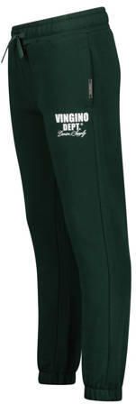 VINGINO tapered fit joggingbroek Basic met printopdruk donkergroen Jongens Sweat 140 - Foto 1
