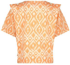 VINGINO top Hamma met all over print licht neonoranje T-shirt Meisjes Katoen Ronde hals 140