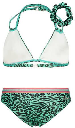 VINGINO triangel bikini Zabrina met scrunchie groen zwart Meisjes Polyester 104
