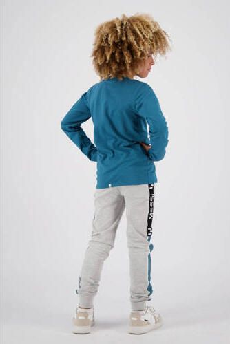 VINGINO x Messi skinny joggingbroek Sarlos met zijstreep grijs melange Jongens Stretchkatoen 116 - Foto 4