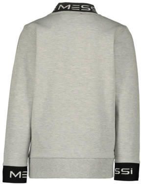 VINGINO x Messi sweater Nasim met logo grijs melange zwart Jongens Stretchkatoen Opstaande kraag 104 - Foto 3