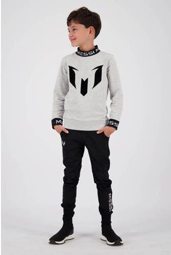 VINGINO x Messi sweater Nasim met logo grijs melange zwart Jongens Stretchkatoen Opstaande kraag 104 - Foto 4